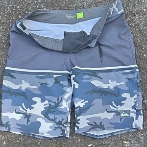 Quiksilver Blue and Gray Camo Shorts